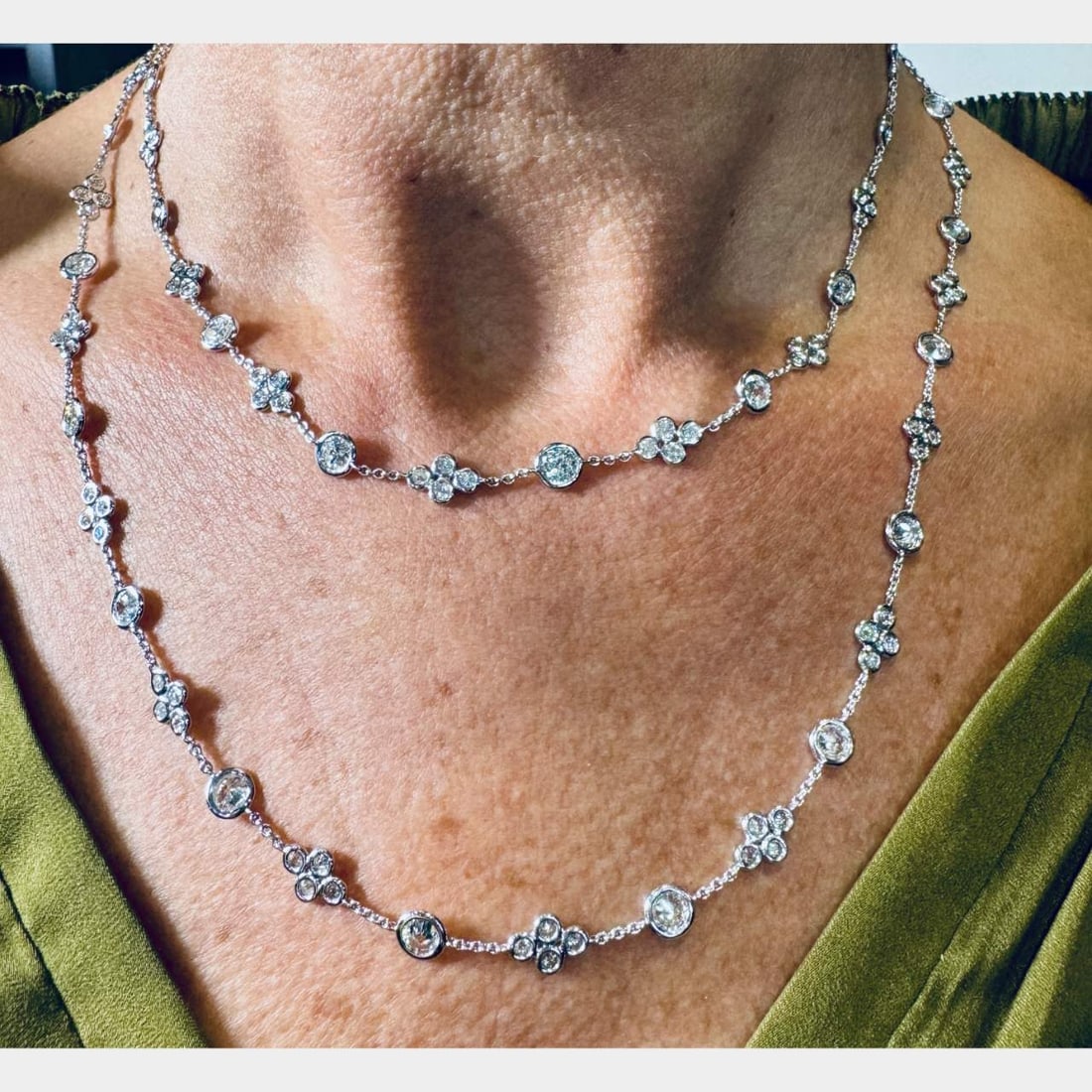 18K White Gold 14.25 Ct. Diamond by the Yard Necklace (1 of 10)