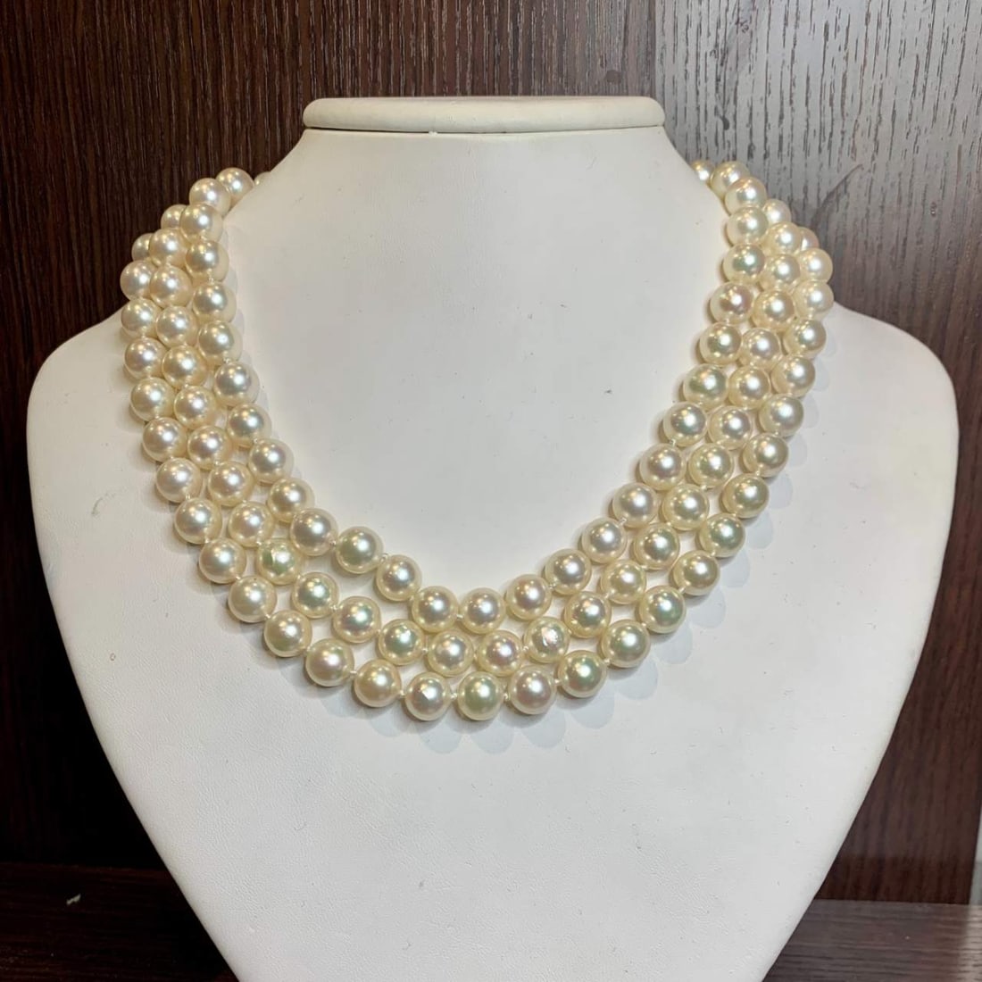 Victorian Gold & Silver Topped 3-Strand Pearl Necklace (1 of 9)