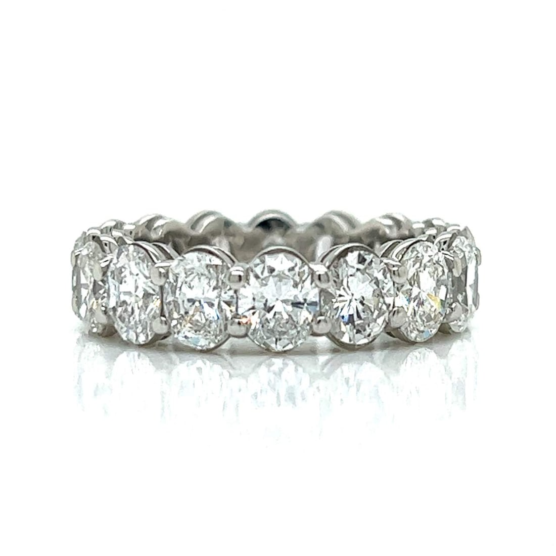 Platinum 7.50 Ct. Diamond Eternity Ring: Platinum 7.50 Ct. Diamond Eternity RingWeighing 8.4 gramsSet with 16 Oval Diamonds weighing app. 7.50 Ct.E-G Color, VVS-VS ClarityRing Size 7.5