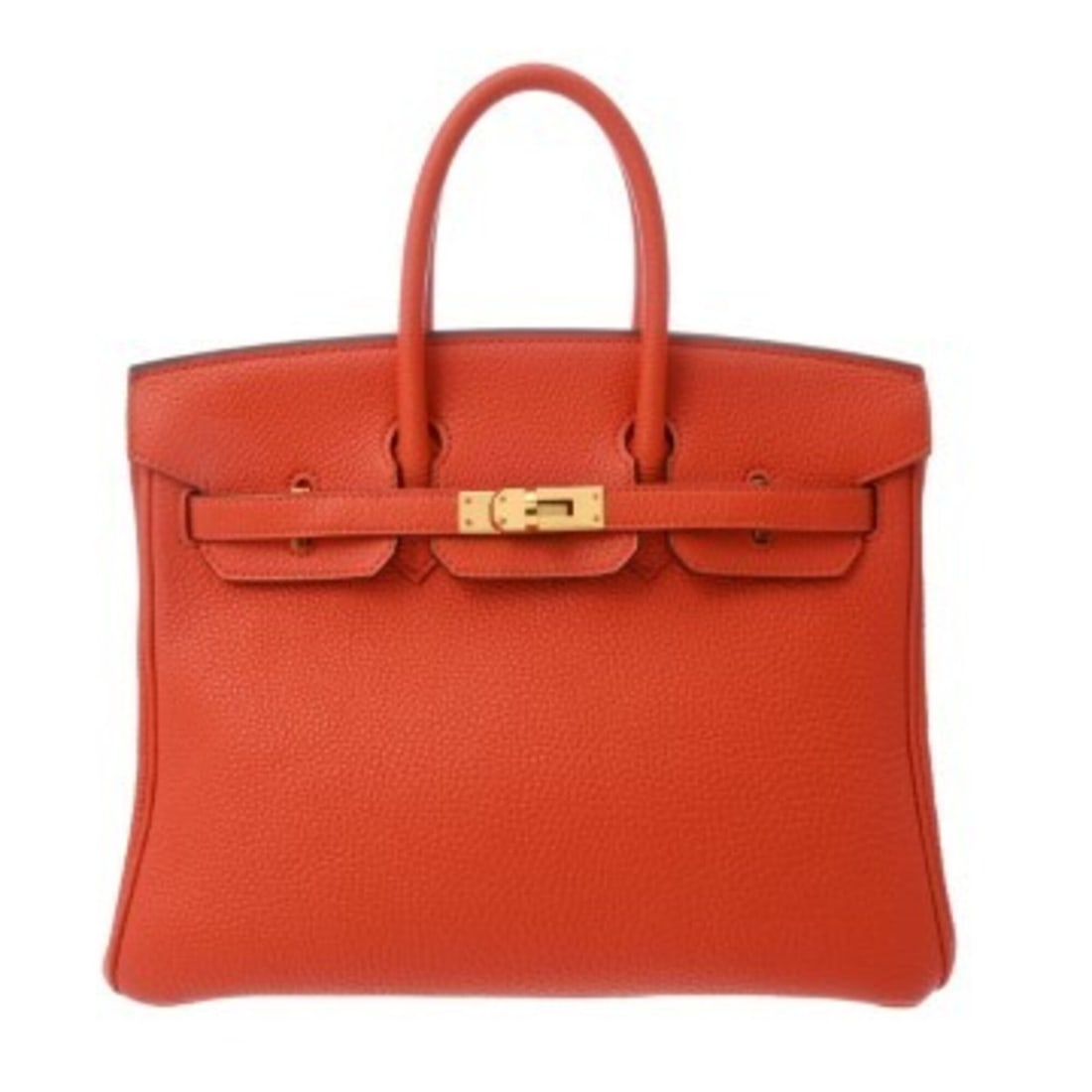 HERMES Birkin 25 Orange Poppy Z stamp (circa 2021) Women's Togo Leather Handbag AB Rank Used Ginzo (1 of 12)