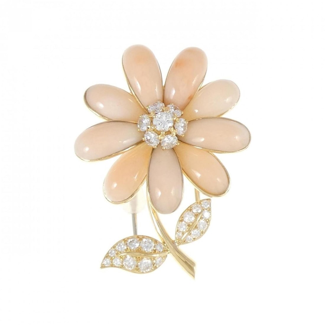 Van Cleef & Arpels Flower Coral Brooch: --- Catalog ---Category: SizeSize (HxWxD): 3.98cm x 2.96cm / 1.56'' x 1.16''Category: DesignType: BroochGender: WomenMaterial: Yellow gold (18K)Category: GeneralBrand: Van Cleef & Arpels--- Item List 