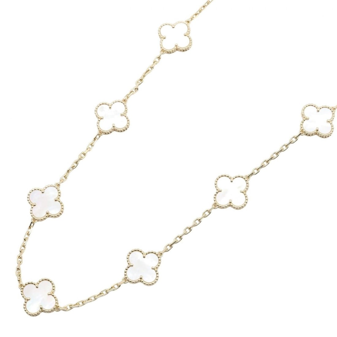 Van Cleef & Arpels Vintage Alhambra 20 Motif Necklace, 18K (Yellow Gold), Mother-of-Pearl, Women's,: --- Catalog ---Category: SizePendant Size: 15mm x 15mm / 0.59'' x 0.59''Neck Circumference: 84.5 cm / 33.26''Category: DesignColor: White, Yellow goldGender: WomenMaterial: Yellow gold (18K)Necklace T