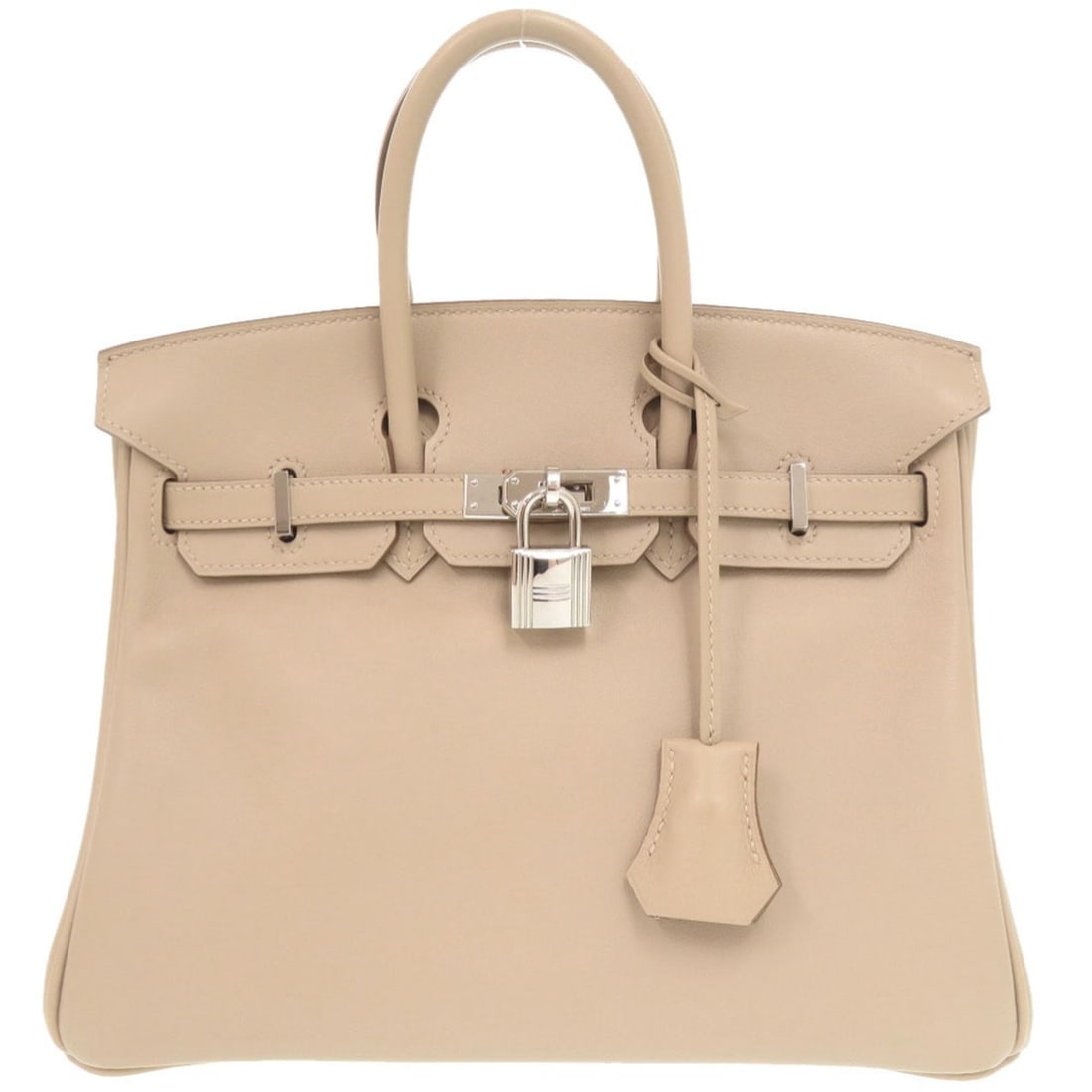 Excellent condition Hermes Birkin 25, Veau Swift leather, Argile silver hardware, X stamp (2016: --- Catalog ---Category: SizeSize (HxWxD): 20cm x 25cm x 14cm / 7.87'' x 9.84'' x 5.51''Category: DesignType: HandbagColor: ArgileGender: WomenMaterial: Swift leather Category: GeneralBrand: