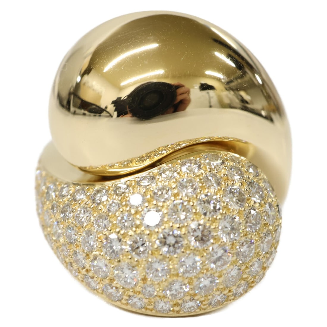 Cartier, refurbished, 750YG (Yellow Gold) ring with small diamonds, Yin Yang design, size 54, (1 of 10)
