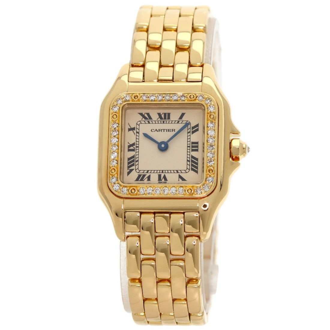 Cartier WJPM0015 Panthere SM Bezel Diamond Watch K18 Yellow Gold K18YG Women's CARTIER: --- Catalog ---Category: SizeWrist Size: 13.5cm / 5.31''Category: DesignType: WristwatchGender: WomenColor (Dial): IvoryMaterial (Band): Yellow gold (18K)Material (Case): Yellow gold (18K)Category: Ge