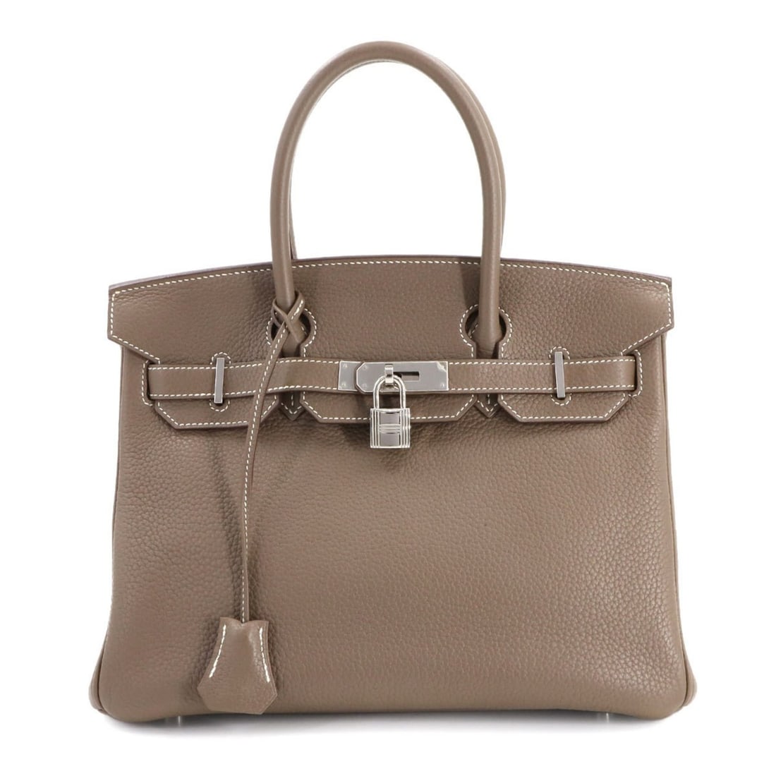 Hermes Birkin 30 Togo Etoupe Handbag ?R Stamp Silver Hardware: --- Catalog ---Category: SizeSize (HxWxD): 24.5cm x 30cm x 16cm / 9.64'' x 11.81'' x 6.29''Category: DesignType: HandbagColor: Etoupe grayGender: WomenMaterial: Togo leather Hardware Color: SilverCate