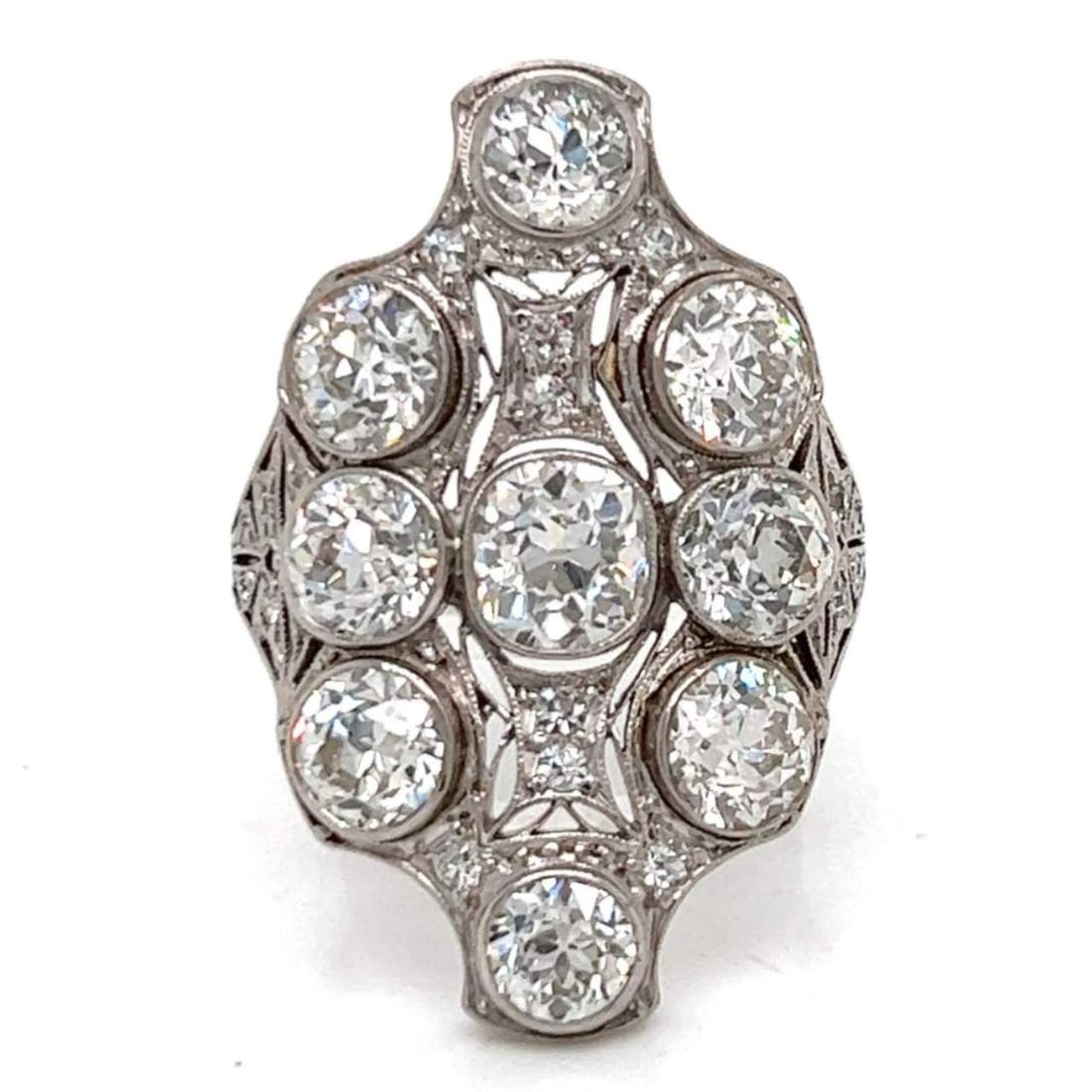 Art Deco Platinum Diamond Cocktail Ring (1 of 12)