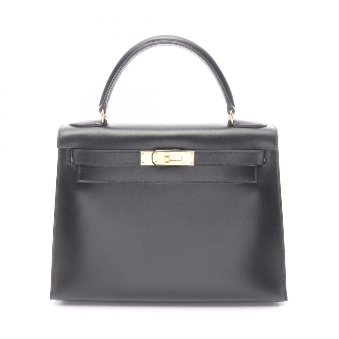 Hermes Kelly 28, 2-way handbag, calfskin (box calf leather), black. (1 of 17)