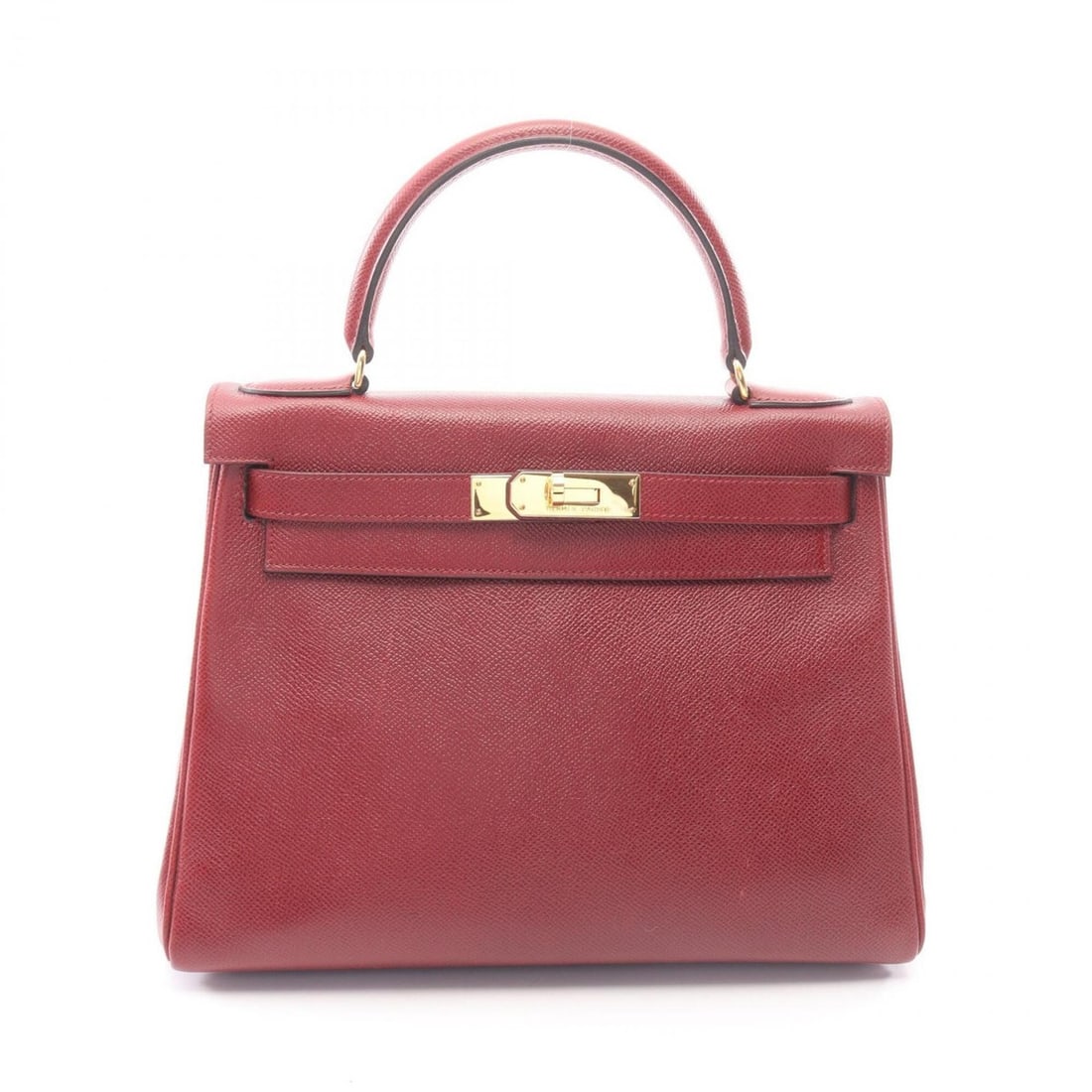 Hermes Kelly 28, 2-way handbag, leather, courchevel, burgundy.: --- Catalog ---Category: SizeSize (HxWxD): 21cm x 28cm x 11cm / 8.26'' x 11.02'' x 4.33''Category: DesignType: HandbagColor: BordeauxGender: WomenMaterial: Courchevel leather Category: GeneralBrand: H