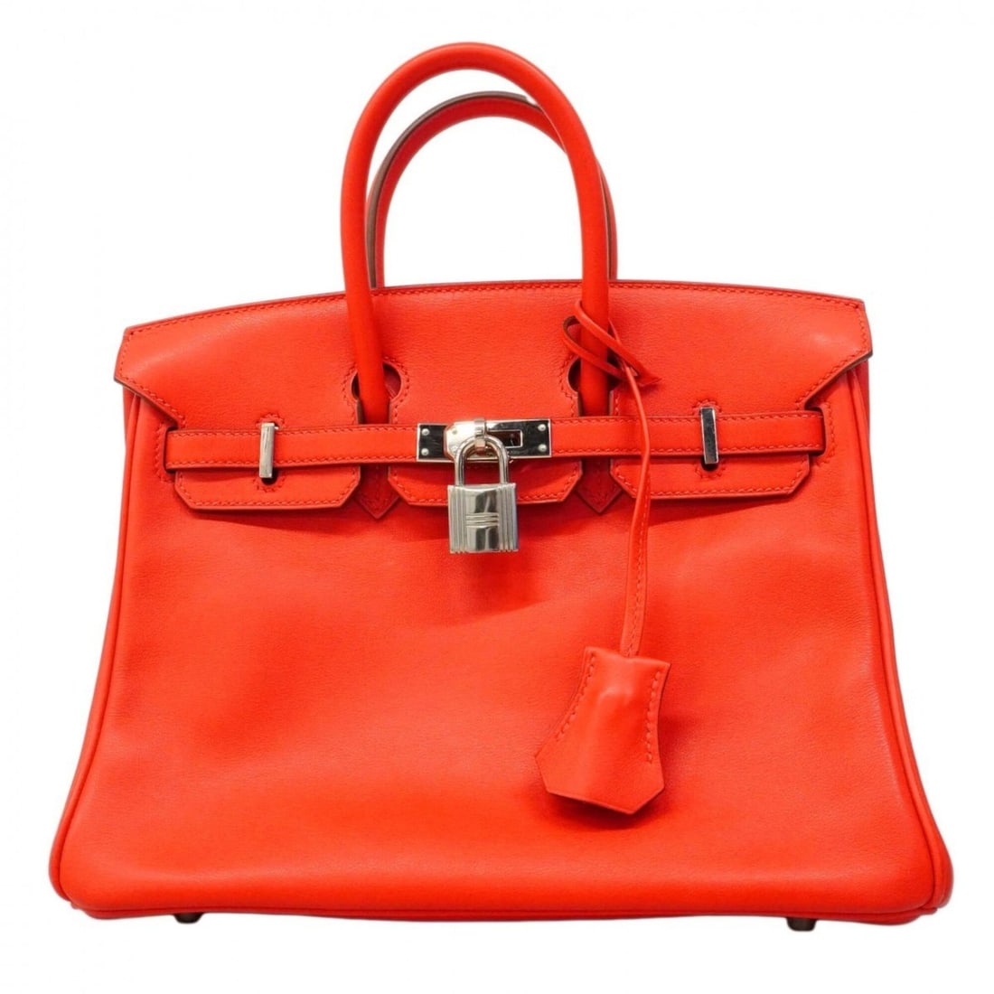 Hermes Birkin 25 Handbag, Swift Leather, Rouge Tomato, X Stamp, Women's (1 of 17)