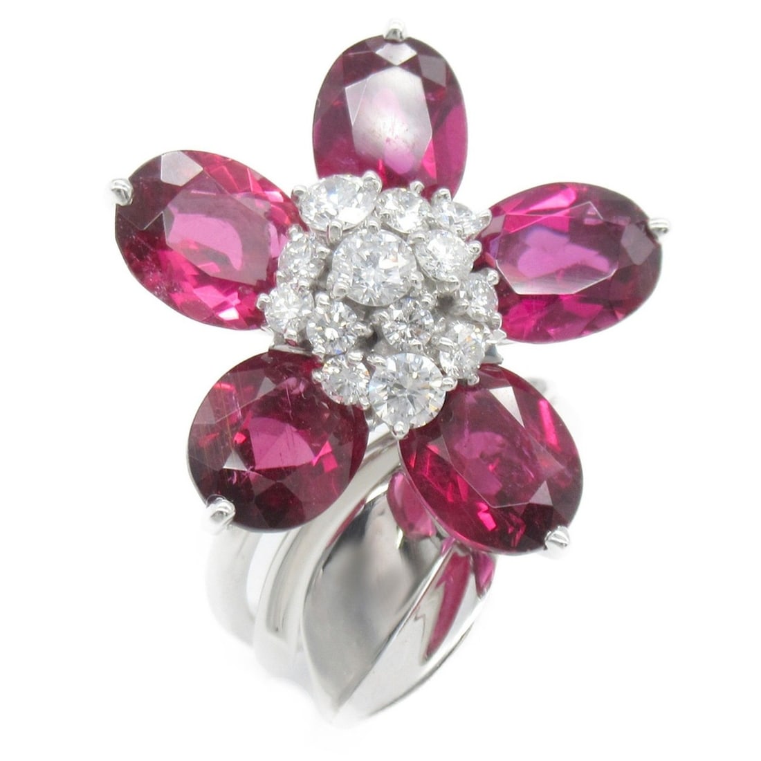 Van Cleef & Arpels Hawaii Tourmaline Diamond Ring, K18WG (White Gold), Diamond, Tourmaline, Ladies,: --- Catalog ---Category: SizeWidth: 2mm / 0.08''Weight: 10.2g / 0.35oz.JP Size: 9US Size: 5Category: DesignType: Band ringStone: Diamond, TourmalineGender: WomenMaterial: White gold (18K)Stone Color: 