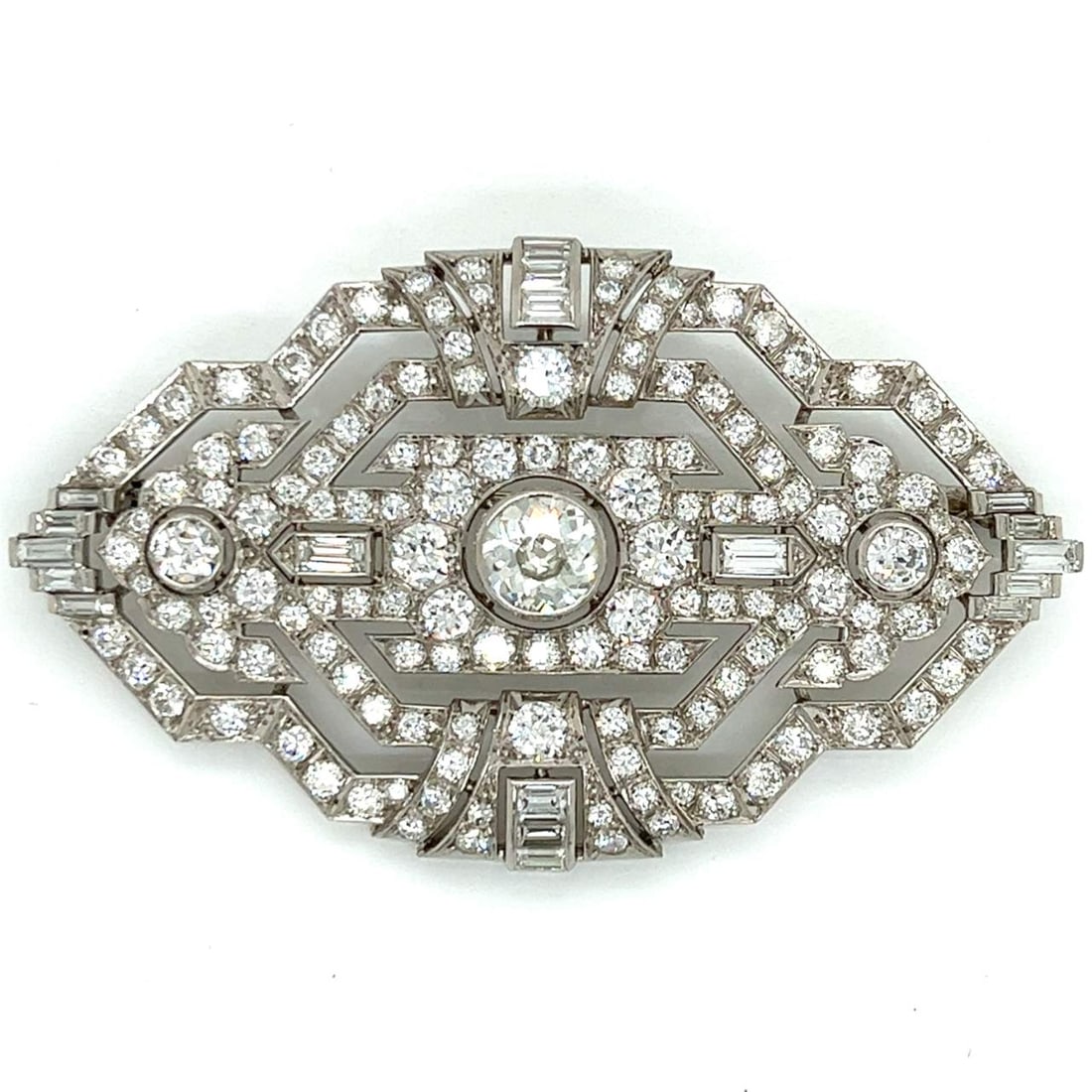 Art Deco Platinum 13.30 Ct. Diamond Brooch (1 of 17)