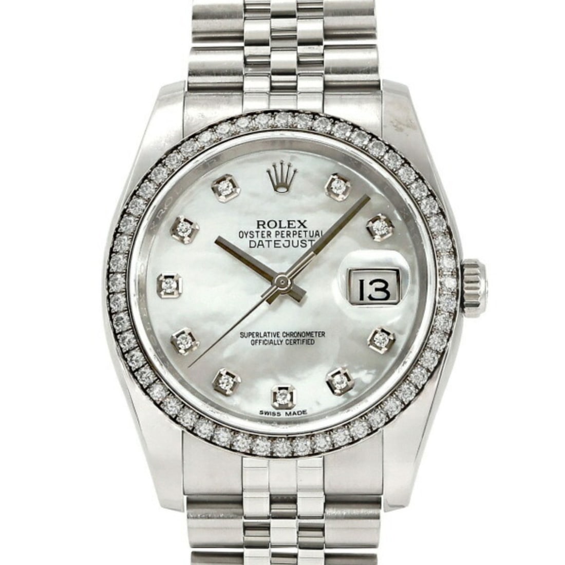 Rolex ROLEX Datejust 36 116244NG White Dial Men's Watch __: --- Catalog ---Category: SizeWrist Size: 16cm / 6.29''Case Diameter: 36mm / 1.42''Category: DesignType: WristwatchGender: MenColor (Dial): WhiteMaterial (Band): Stainless steel, White goldMaterial (Ca
