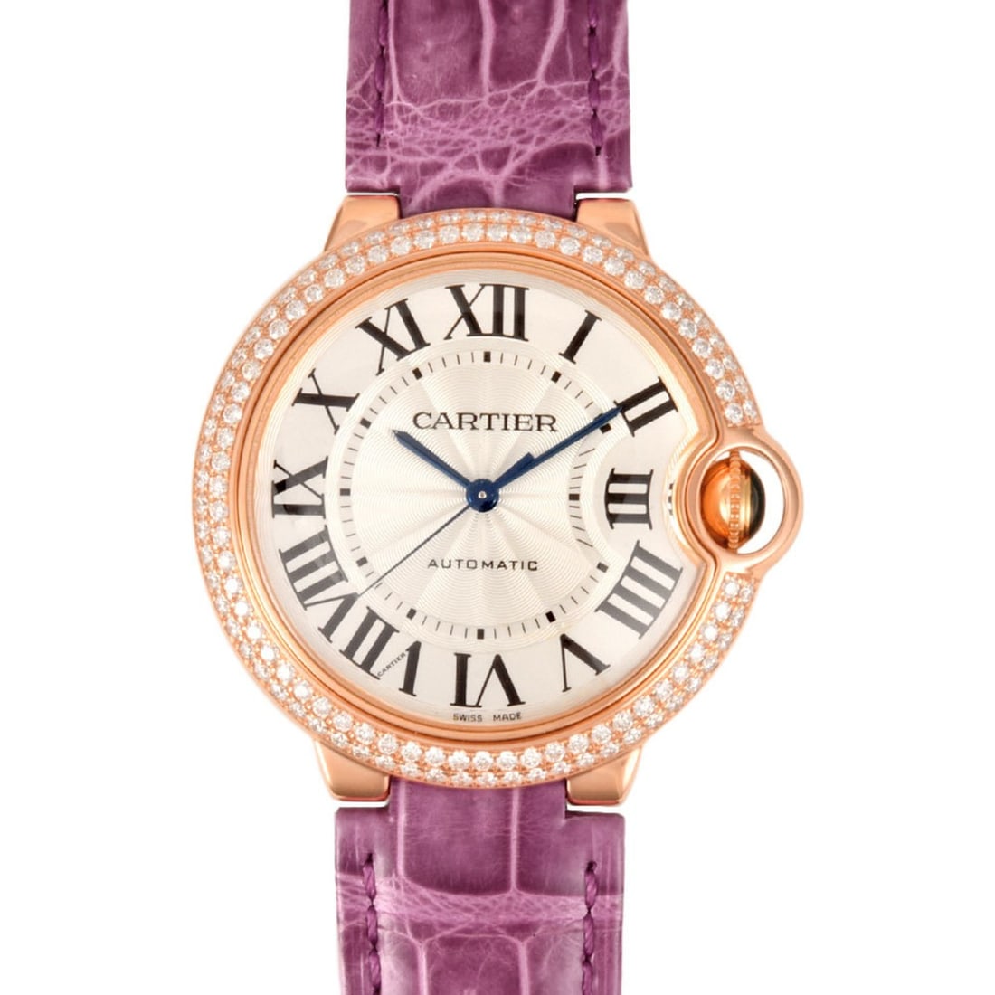 Cartier WE900551 Ballon Bleu Automatic Watch Silver Dial Diamond Bezel K18PG Pink Gold 36mm Women's: --- Catalog ---Category: SizeCase Diameter: 36mm / 1.42''Category: DesignType: WristwatchGender: WomenDisplay: AnalogGemstone: DiamondColor (Dial): SilverCrystal Type: Sapphire glassMaterial (Band): L