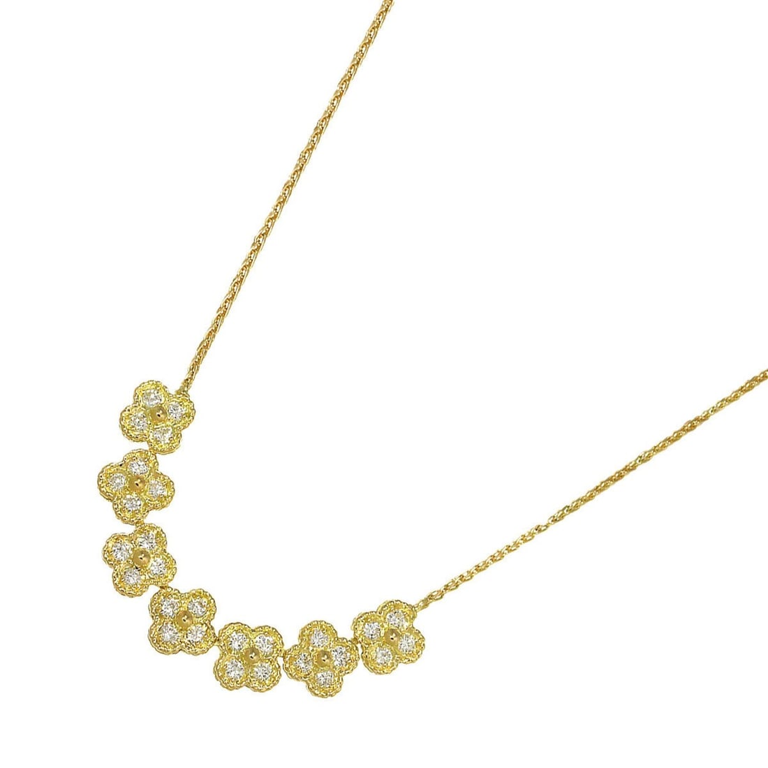 Van Cleef & Arpels Alhambra Diamond 1.43ct Necklace 39cm K18 YG 750: --- Catalog ---Category: SizeWeight: 11.9g / 0.41oz.Neck Circumference: 39 cm / 15.35''Category: DesignColor: YellowMetal: GoldStone: DiamondGender: WomenMetal Purity: 18KWeight (ct.): 1.43Necklace Ty