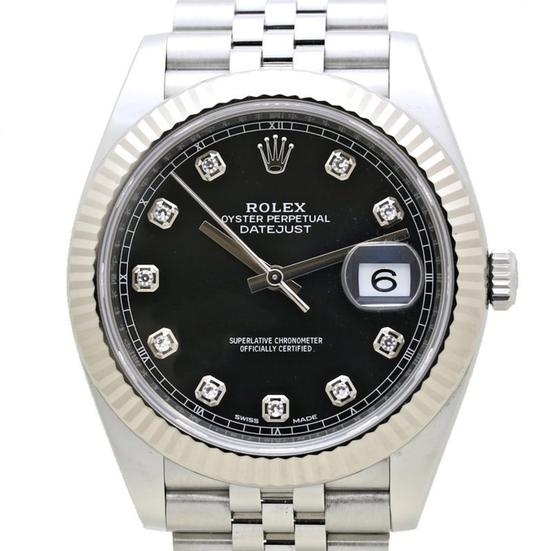 ROLEX Rolex Datejust 41 10P Diamond 126334G K18WG White Gold x Stainless Steel Men's 39704 Watch: --- Catalog ---Category: SizeWrist Size: 19cm / 7.48''Case Diameter: 41mm / 1.61''Category: DesignType: WristwatchGender: MenGemstone: DiamondColor (Dial): BlackMaterial (Band): Stainless steel, White