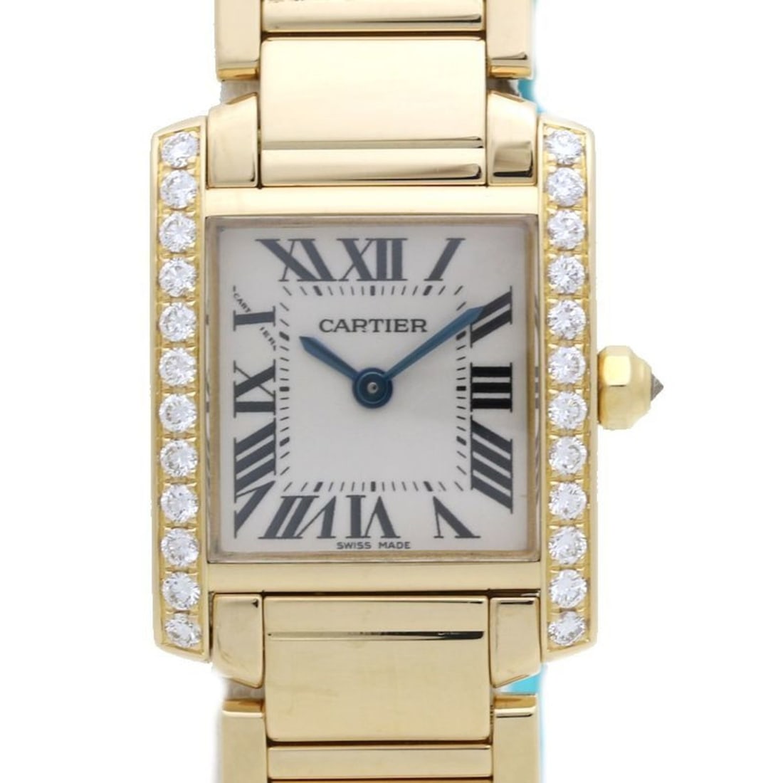 CARTIER Tank Francaise SM WE1001R8 Bezel Diamond K18YG Yellow Gold Ladies 39757 Watch: --- Catalog ---Category: SizeWrist Size: 17.5cm / 6.88''Case Diameter: 20mm / 0.79''Category: DesignType: WristwatchGender: WomenDisplay: AnalogColor (Dial): IvoryMaterial (Band): Yellow gold (18K)Mat