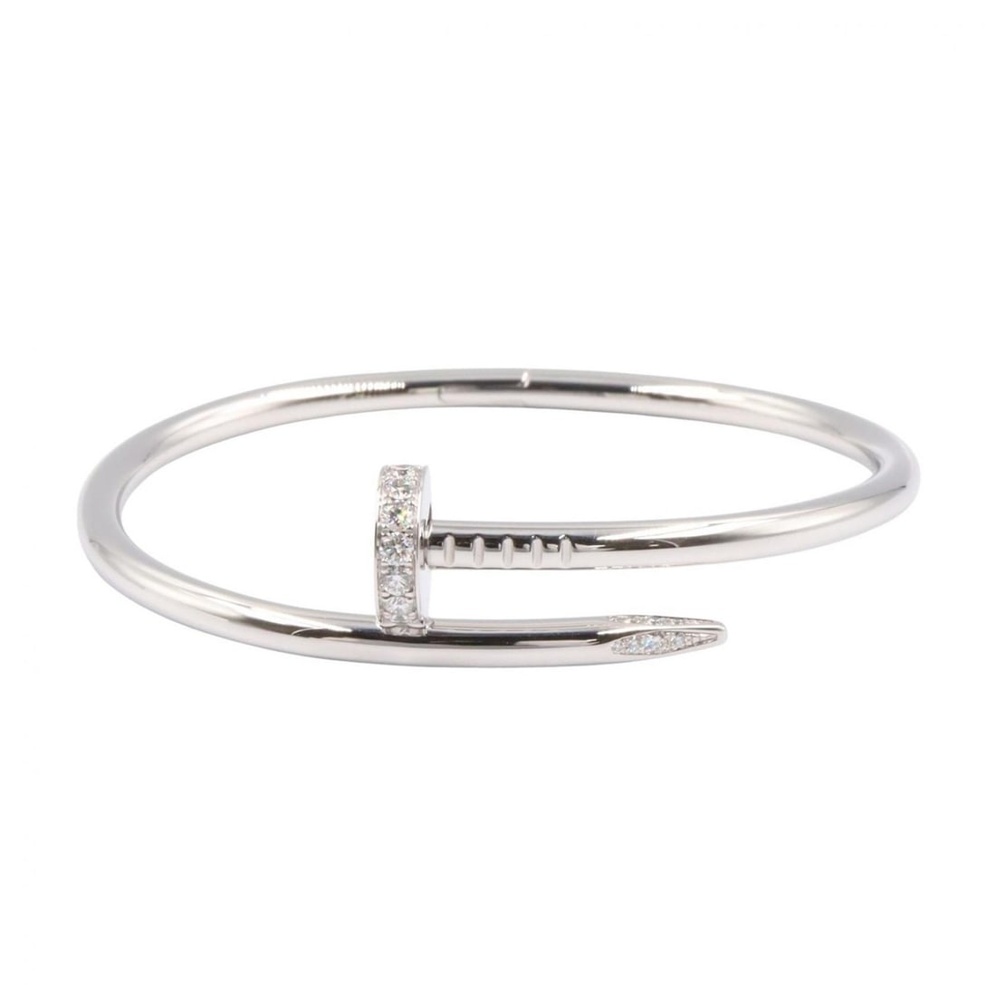 Cartier Juste un Clou Bracelet, Diamond 18K White Gold (WG), Women's, Silver/Clear Tone (1 of 8)