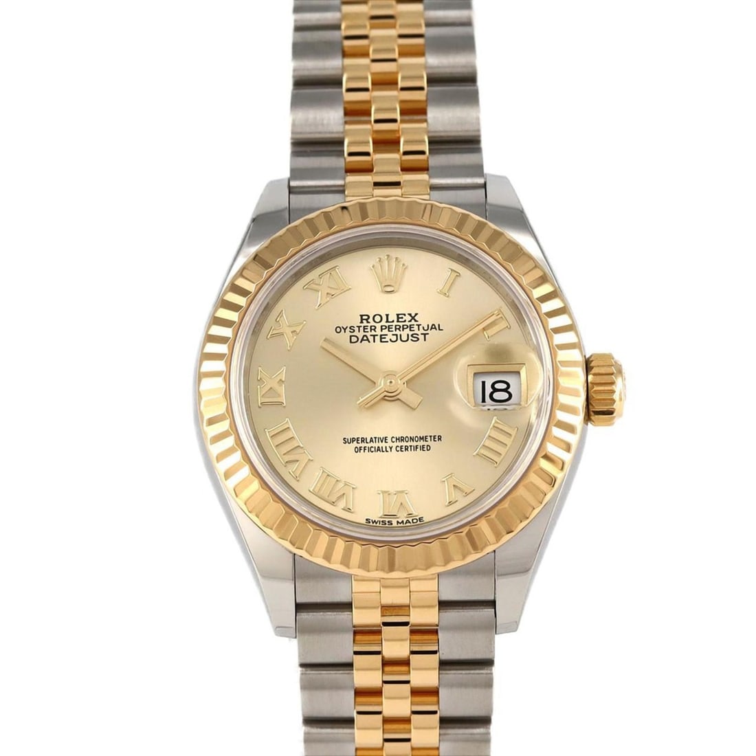 Rolex Datejust 279173 SSxYG Watch Automatic Random Number: --- Catalog ---Category: SizeWrist Size: 16cm / 6.29''Case Diameter: 28mm / 1.1''Category: DesignType: WristwatchGender: WomenColor (Dial): GoldMaterial (Band): Stainless steel, Yellow goldMaterial