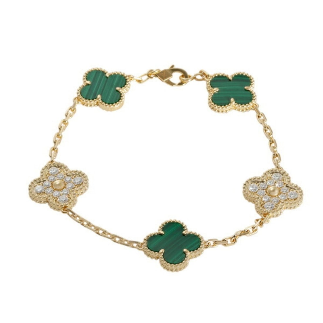 Van Cleef & Arpels Alhambra 5 motifs K18YG yellow gold bracelet: --- Catalog ---Category: SizeLength: 19cm / 7.48''Category: DesignType: Charm braceletGender: WomenMaterial: Yellow gold (18K)Category: GeneralBrand: Van Cleef & Arpels--- Item List ---Section: Condit