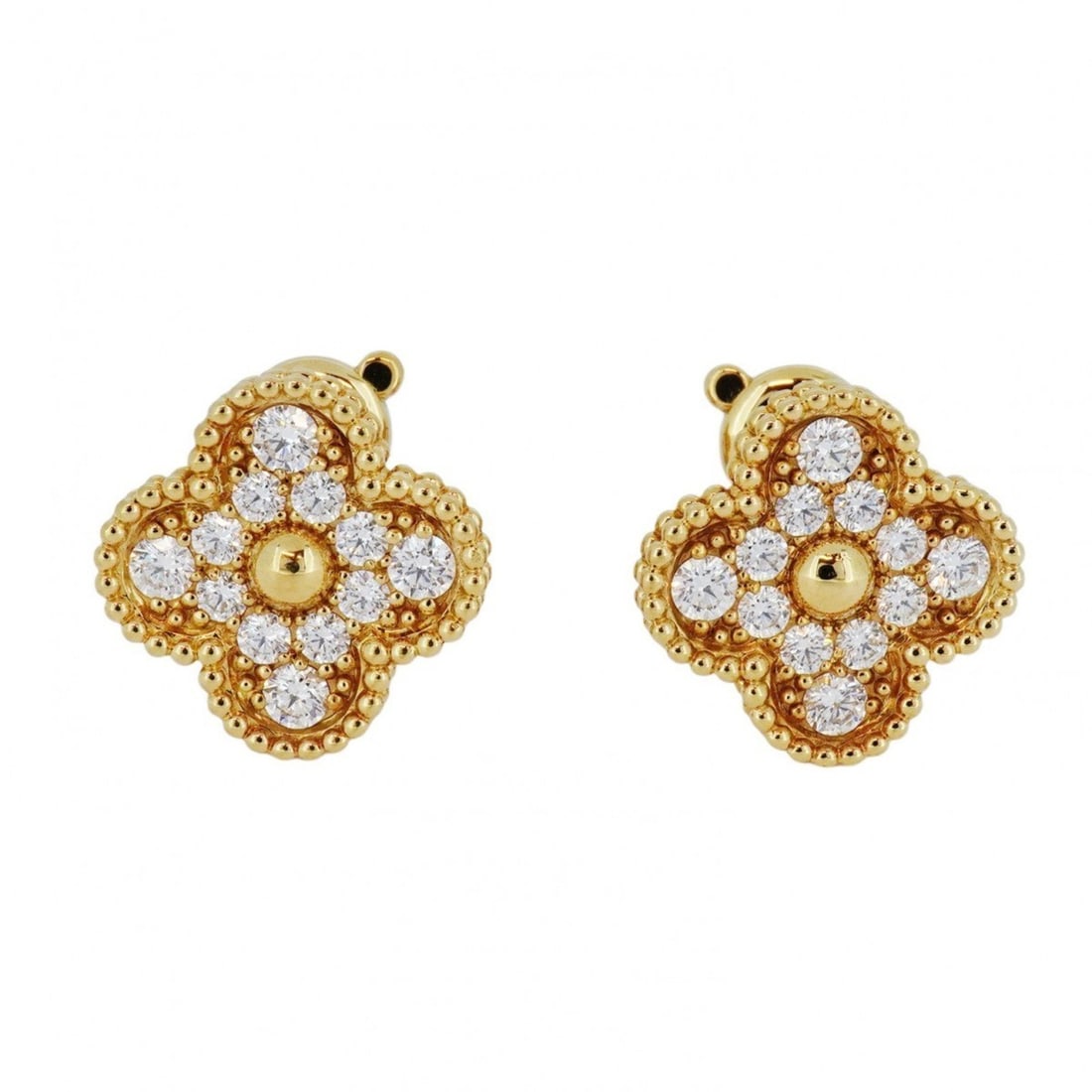 Van Cleef & Arpels Alhambra Earrings K18YG Yellow Gold Diamond Ladies (1 of 11)