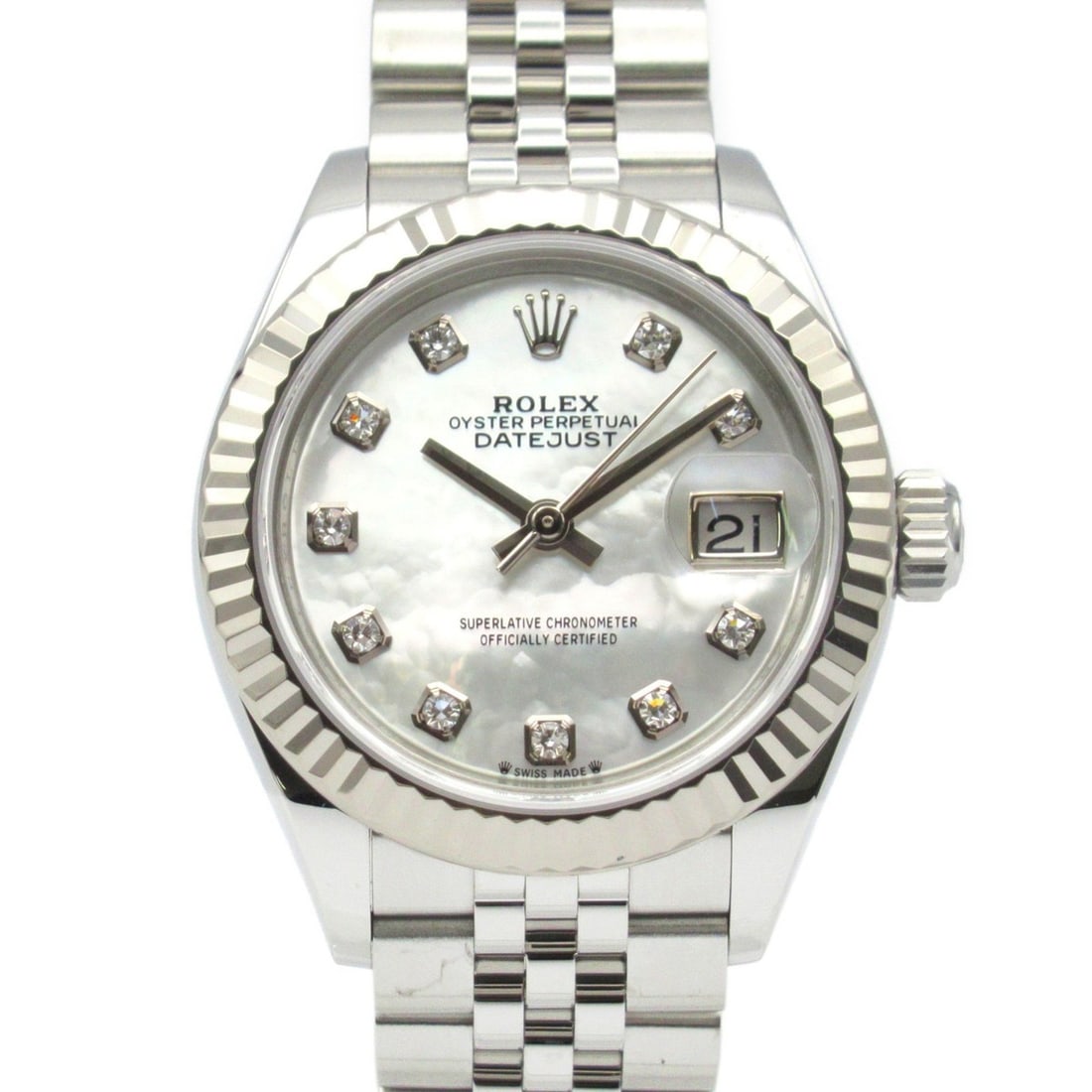 Rolex Datejust 10-Piece Diamond Watch, Random Number, 18K White Gold (White Gold), Stainless Steel,: --- Catalog ---Category: SizeWrist Size: 15.5cm / 6.1''Case Diameter: 28mm / 1.1''Category: DesignType: WristwatchGender: MenColor (Dial): WhiteMaterial (Band): Stainless steel, White gold (18K)Materi