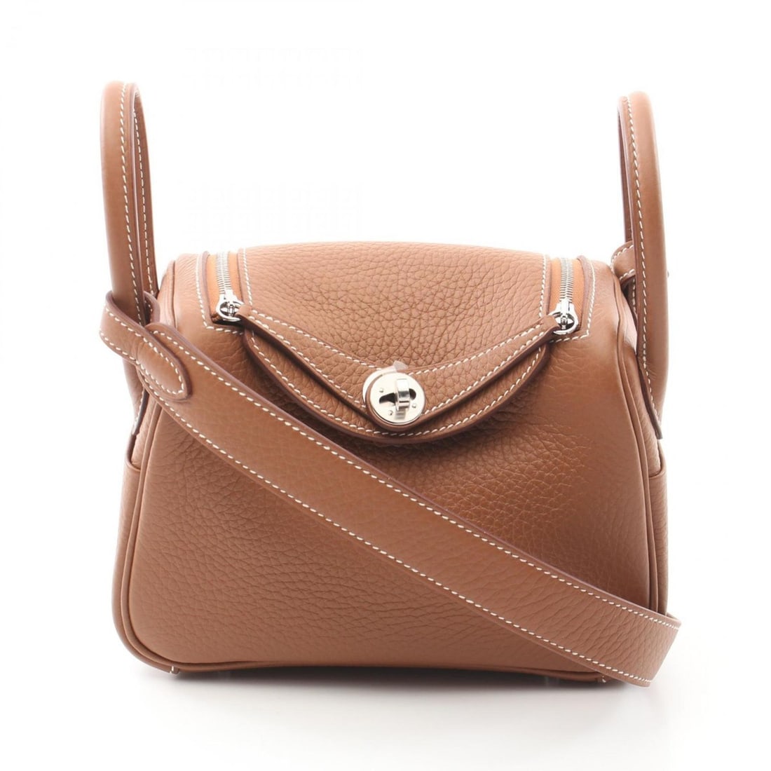 Hermes Lindy Shoulder Bag, Taurillon Clemence, Women's, Brown (1 of 14)