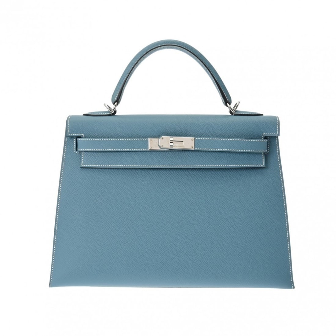 HERMES Kelly 32, outside stitching, blue jean, K stamp (around 2007), women's Epsom leather handbag (1 of 13)