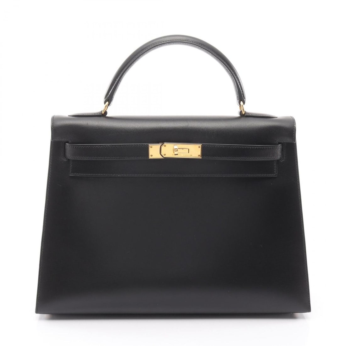 Hermes Kelly 32 2-Way Handbag, Calfskin (Cowhide), Box Calf Leather, Women's, Black, 001858CC (1 of 15)