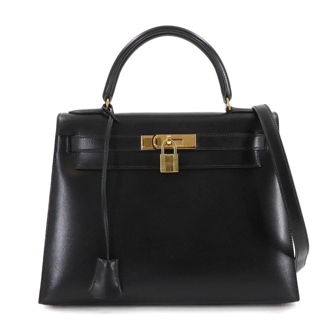 Hermes Hermès Kelly 28 Black Box Calf Leather with External Stitching, 2-Way Handbag/Shoulder Bag,: --- Catalog ---Category: SizeSize (HxWxD): 21cm x 29cm x 11.5cm / 8.26'' x 11.41'' x 4.52''Category: DesignType: Handbag, Shoulder bagColor: BlackGender: WomenMaterial: Box calf leather Category: Gene