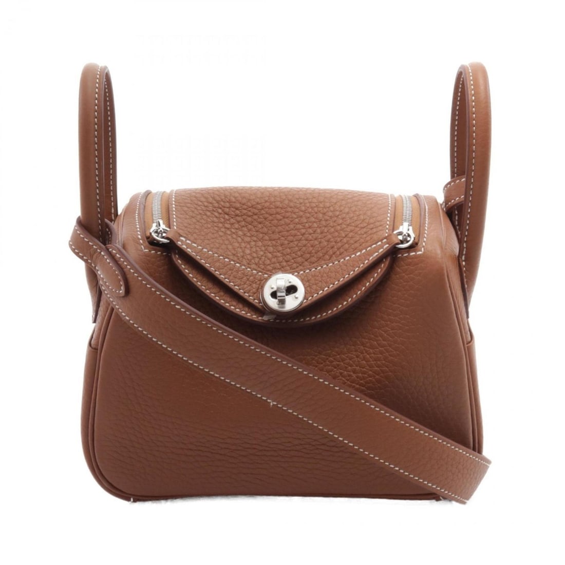 Hermes Lindy Shoulder Bag Leather Taurillon Clemence Women's Brown (1 of 8)