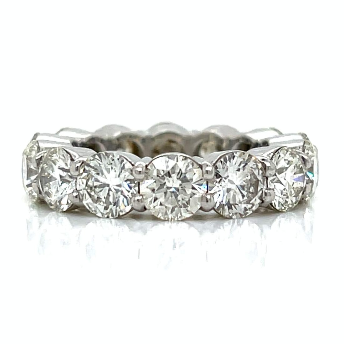 Platinum 7.26 Ct. Diamond Eternity Ring: Platinum 7.26 Ct. Diamond Eternity RingWeighing 9.9 gramsSet with 14 Diamonds weighing 7.26 Ct.(Stamped weight)H-I Color, VS1-VS2 Clarity Ring Size 6