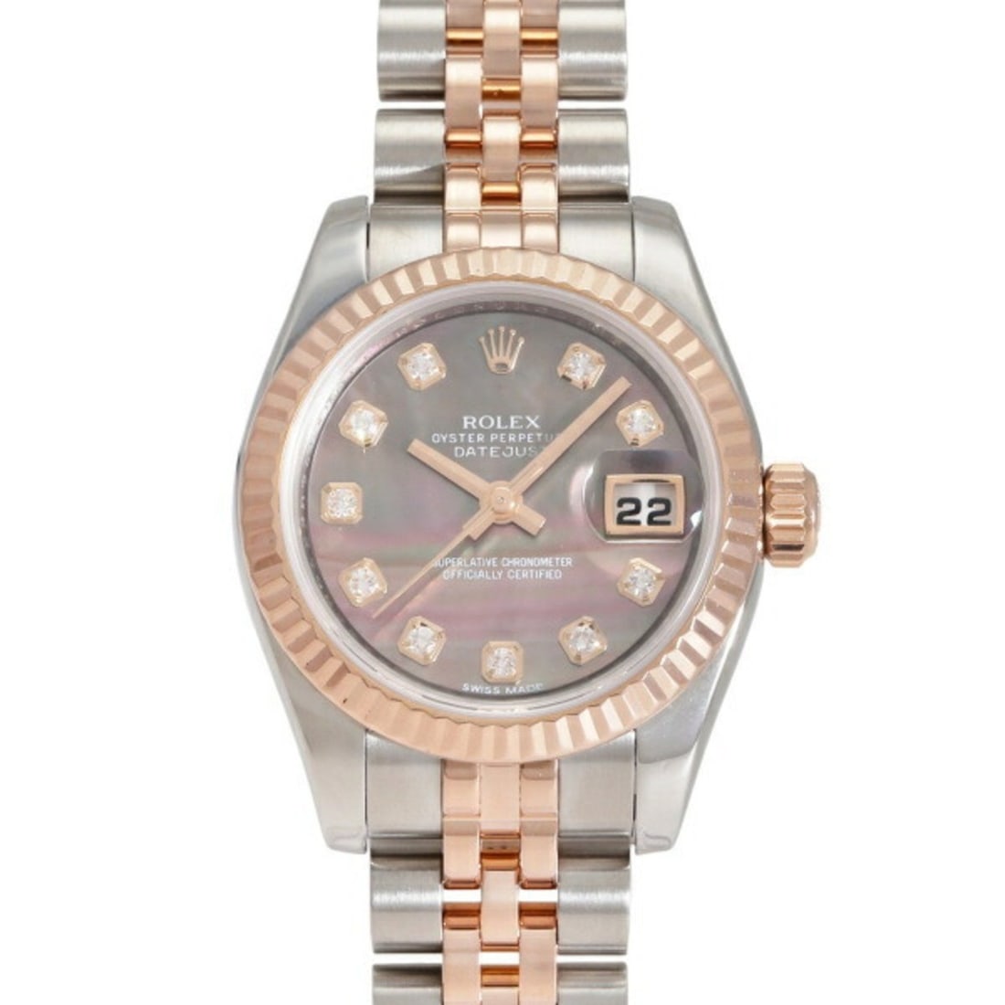 Rolex ROLEX Datejust 26 179171NG Black Dial Watch Ladies __: --- Catalog ---Category: SizeWrist Size: 16cm / 6.29''Case Diameter: 26mm / 1.02''Category: DesignType: WristwatchGender: WomenColor (Dial): BlackMaterial (Band): Pink gold, Stainless steelMaterial