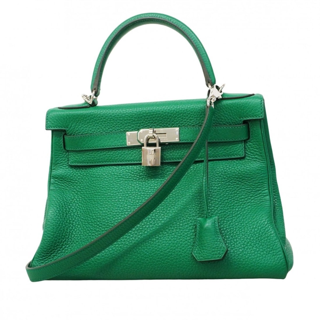 Hermes Kelly 28 Handbag, Taurillon Clemence Leather, Vert Vertigo, A Stamp, 2-way Bag for Women,: --- Catalog ---Category: SizeSize (HxWxD): 20cm x 28cm x 13cm / 7.87'' x 11.02'' x 5.11''Category: DesignType: HandbagColor: GreenGender: WomenMaterial: Taurillon clemence leather Hardware Color: