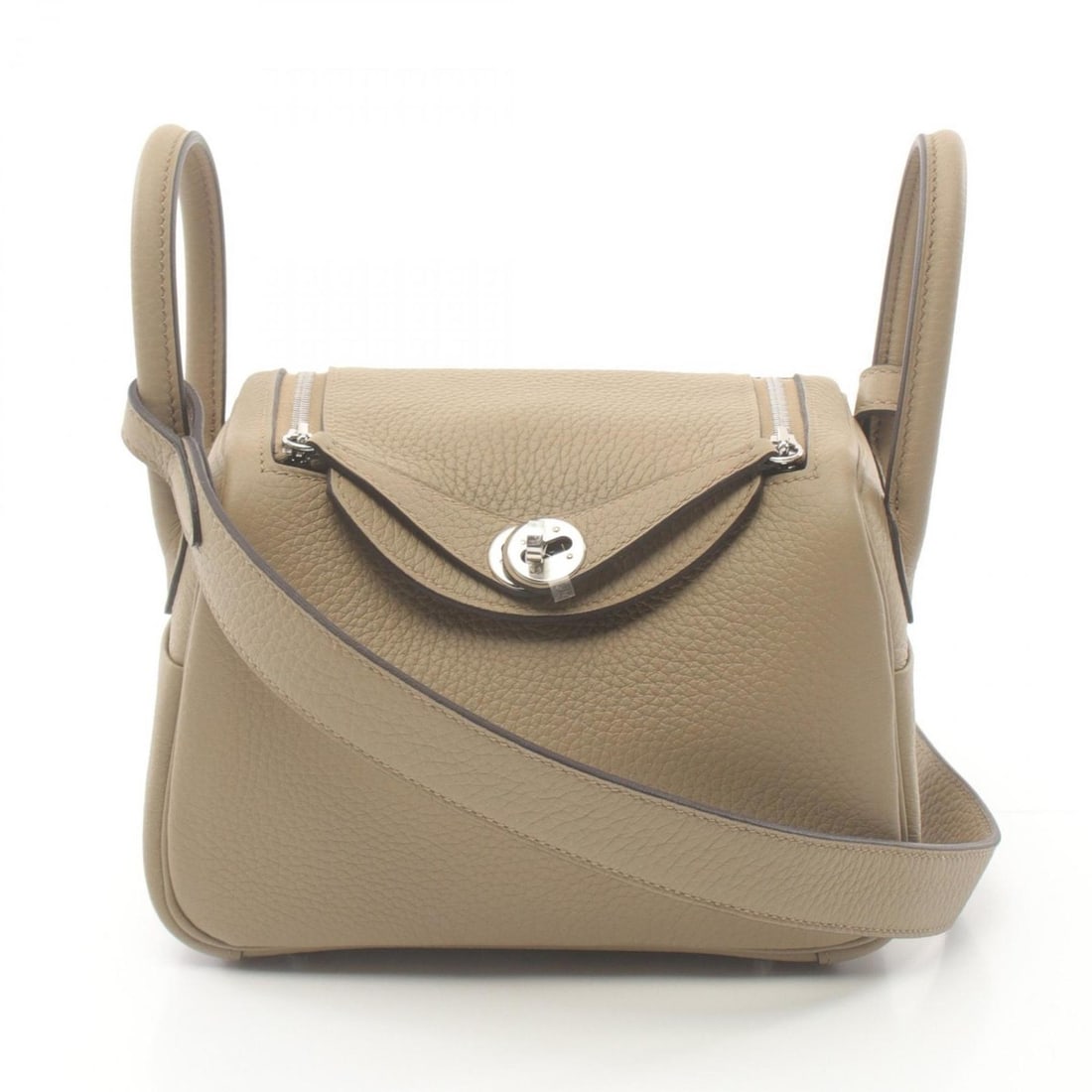 Hermes Lindy Shoulder Bag, Taurillon Clemence, Women's, Beige (1 of 13)