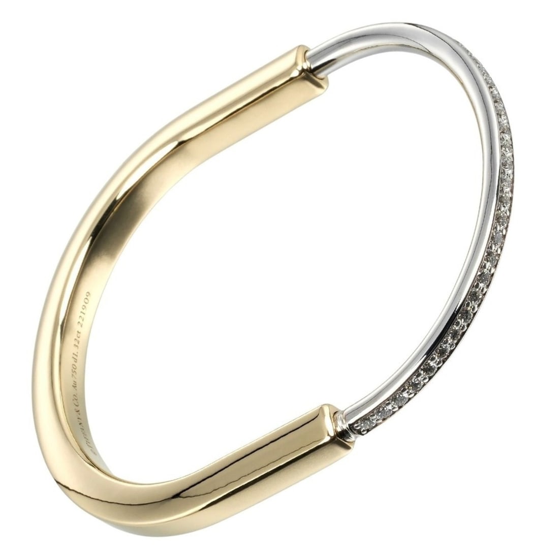Tiffany & Co. Lock Bracelet, 18K Yellow Gold x White Diamond, Approx. 38g, Women's.: --- Catalog ---Category: SizeLength: 3.7cm - 6cm / 1.45'' - 2.36''Category: DesignType: Charm braceletColor: GoldGender: WomenMaterial: White gold (18K), Yellow gold (18K)Category: GeneralBrand: Tiffa
