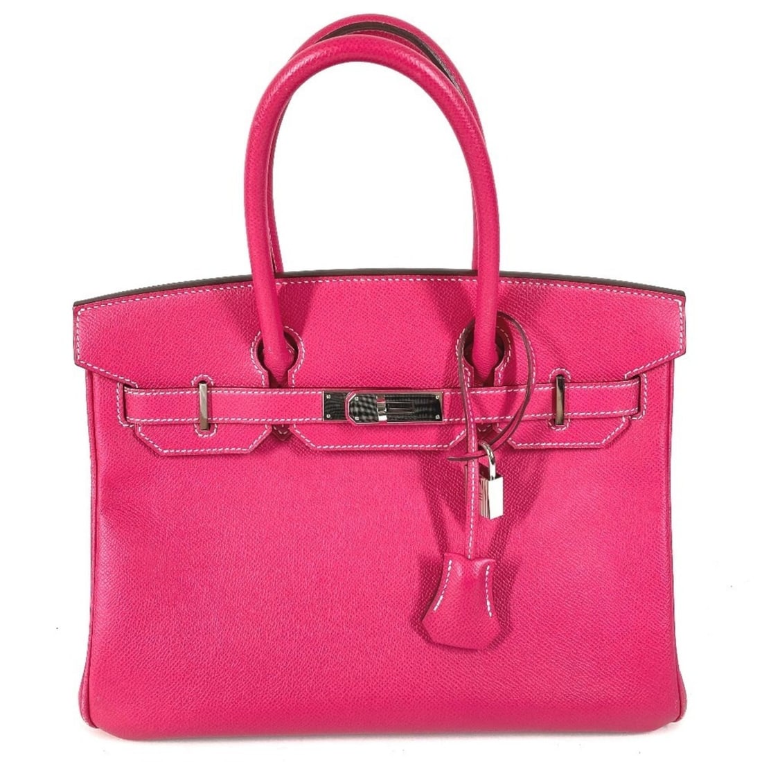 HERMES Birkin 30, 30 bag, handbag, tote Epsom leather, women's, Rose Tyrien pink: --- Catalog ---Category: SizeSize (HxWxD): 25cm x 29.5cm x 14cm / 9.84'' x 11.61'' x 5.51''Category: DesignType: Handbag, Tote bagColor: Pink, Rose tyrienGender: WomenMaterial: Epsom leather Category: