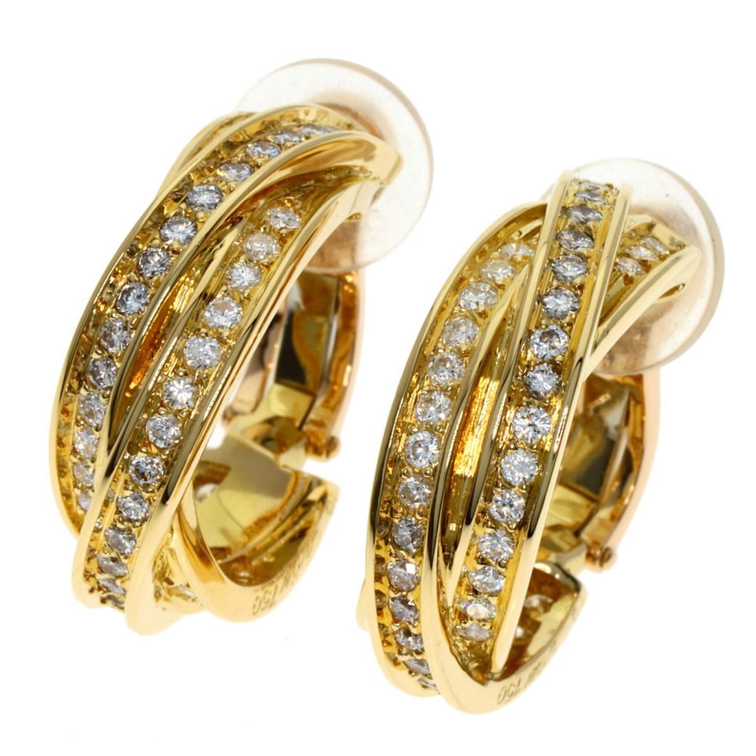 Cartier Three Bangle Diamond Earrings in 18K Yellow Gold for Women (1 of 15)