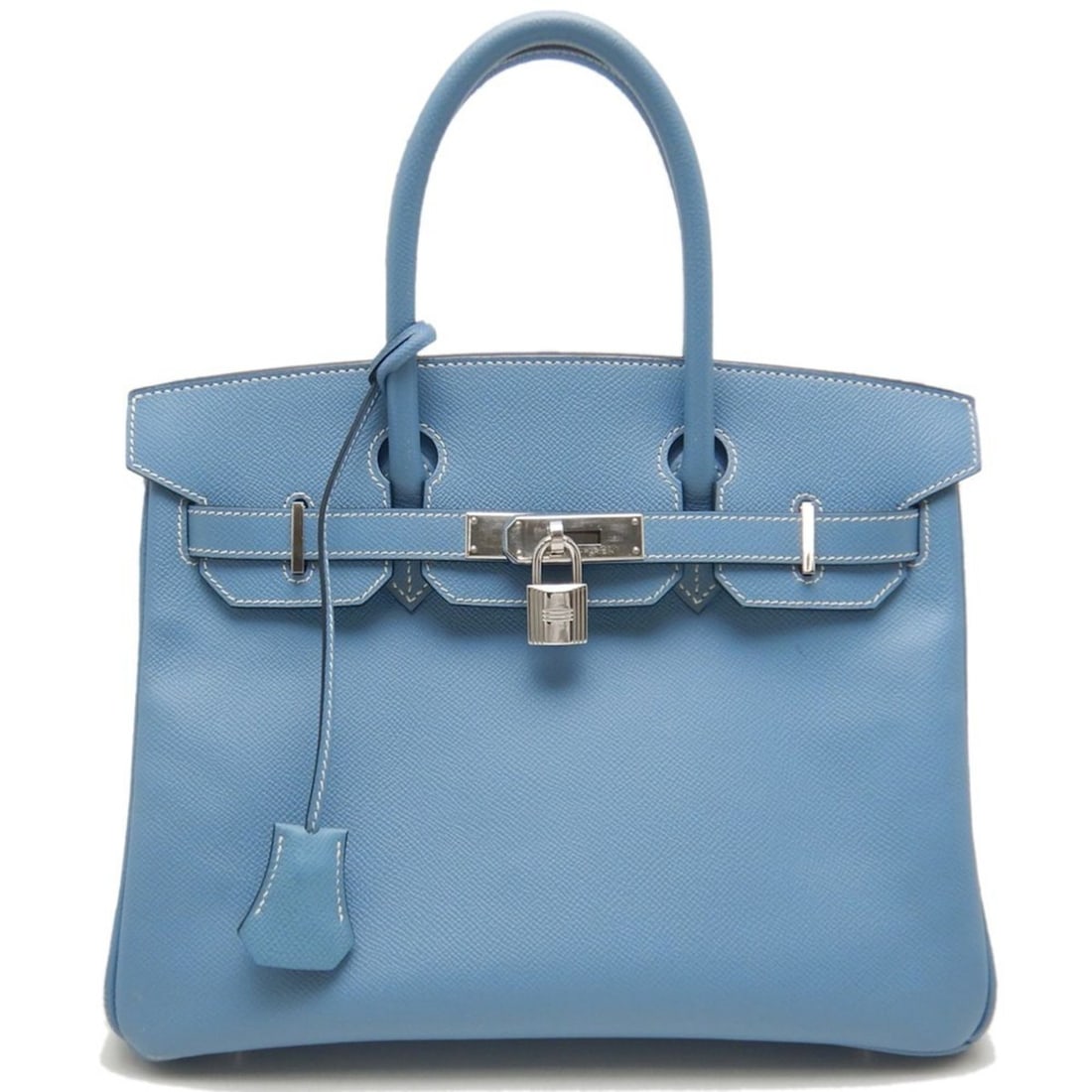 HERMES Hermes Birkin 30 041701CK Handbag Veau Epsom Blue Jean 252287: --- Catalog ---Category: SizeSize (HxWxD): 23cm x 30cm x 15cm / 9.05'' x 11.81'' x 5.9''Category: DesignType: HandbagColor: Blue jeanGender: WomenMaterial: Epsom leather Hardware Color: