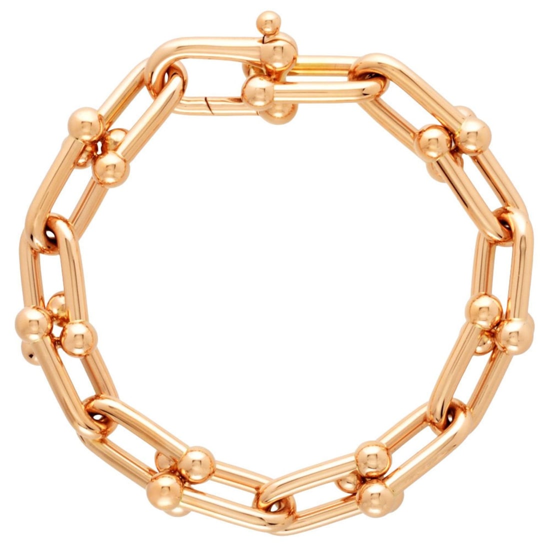 Tiffany & Co. Hardware Large Link Bracelet Rose Gold 35.6g 18KRG: --- Catalog ---Category: SizeWidth: 1.25cm / 0.49''Length: 17.5cm / 6.88''Weight: 35.6g / 1.25oz.Category: DesignType: Charm braceletGender: WomenMaterial: Rose goldCategory: GeneralBrand: Tiffany--- 