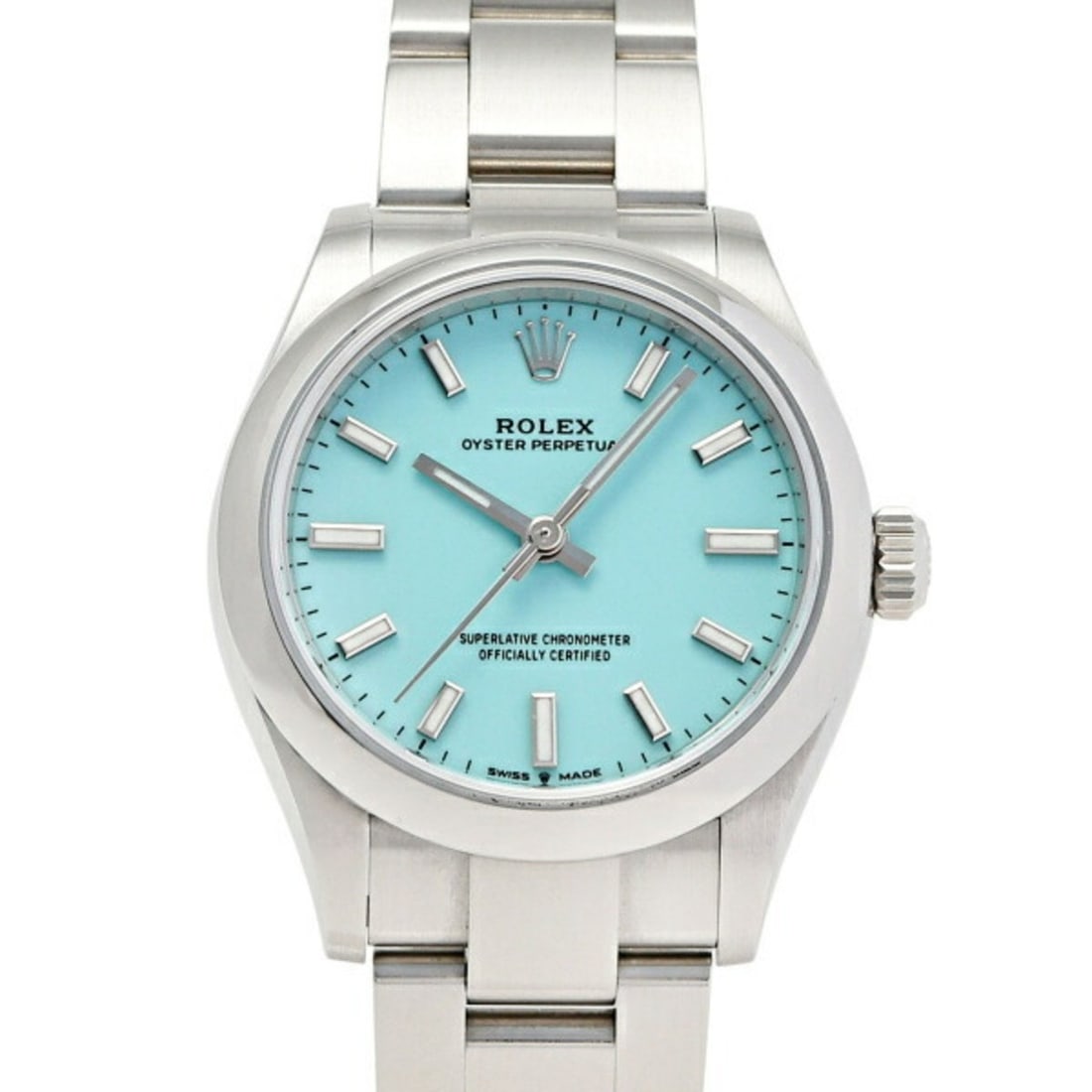 ROLEX Oyster Perpetual 31 277200 Turquoise Blue Bar Dial Wristwatch Ladies __: --- Catalog ---Category: SizeWrist Size: 18cm / 7.08''Case Diameter: 31mm / 1.22''Category: DesignType: WristwatchGender: WomenColor (Dial): TurquoiseMaterial (Band): Stainless steelMaterial (Case):