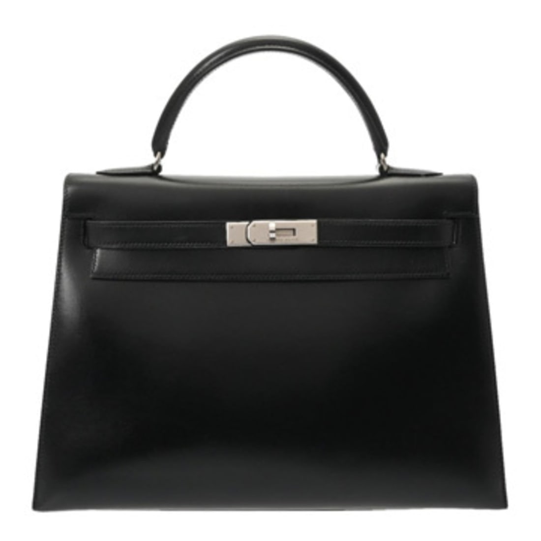 HERMES Kelly 32, Black, Exterior Stitching, B Stamp (circa 1998), Women's Box Calf Leather, 2-Way: --- Catalog ---Category: SizeSize (HxWxD): 23cm x 33cm x 12cm / 9.05'' x 12.99'' x 4.72''Strap Length: 90cm / 35.43''Category: DesignType: Shopping bagColor: Black, Matte silverGender: WomenClosure: