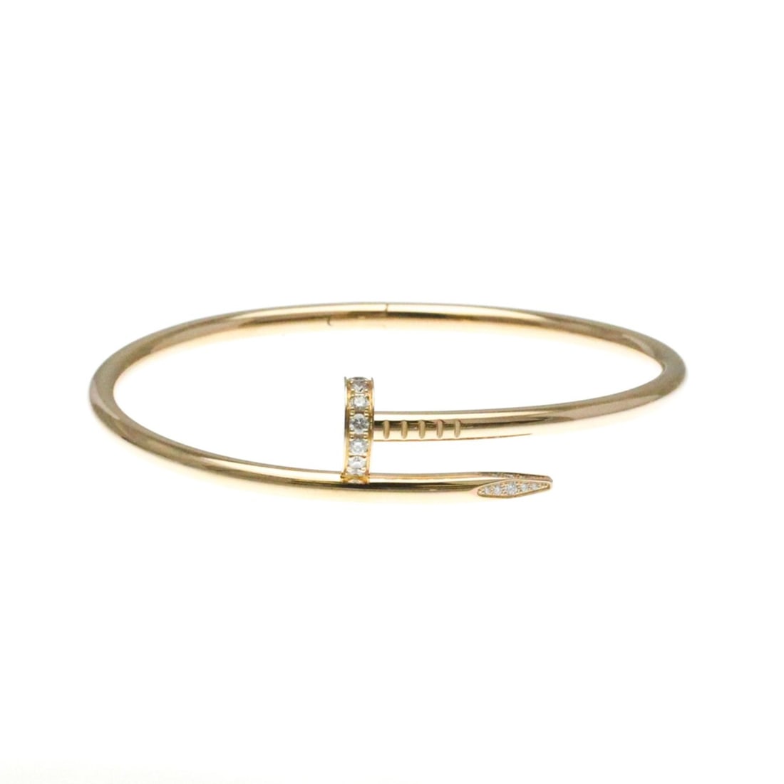 Cartier Juste Un Clou B6048118 Pink Gold (18K) Diamond Bangle Pink Gold: --- Catalog ---Category: SizeSize: 18Width: 3.9mm - 1.43mm / 0.15'' - 0.05''Weight: 32.8g / 1.15oz.Category: DesignType: BangleColor: Pink goldStone: DiamondStyle: FashionGender: Men,WomenMaterial: Pi