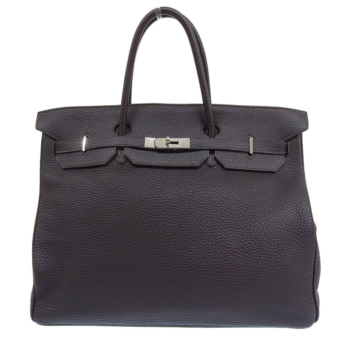 Hermes Birkin 40 G engraved handbag in Taurillon Clemence dark brown: --- Catalog ---Category: SizeSize (HxWxD): 31cm x 40cm x 20.5cm / 12.2'' x 15.74'' x 8.07''Category: DesignType: HandbagColor: Dark brownGender: WomenMaterial: Taurillon clemence leather Category: Gen