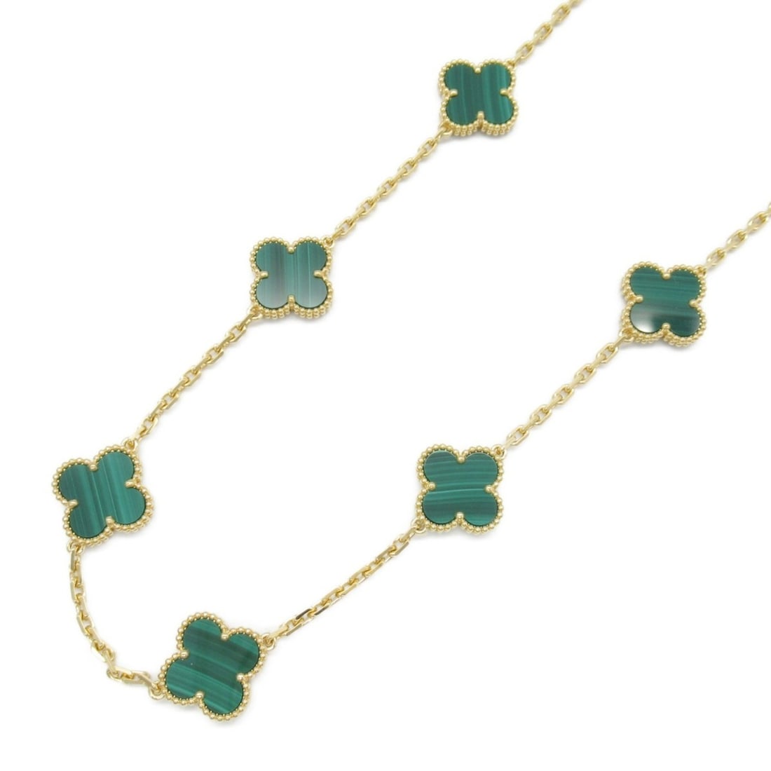 Van Cleef & Arpels Alhambra 10P Malachite Necklace K18 (Yellow Gold) Women's Green VCARO3QJ00 (1 of 10)