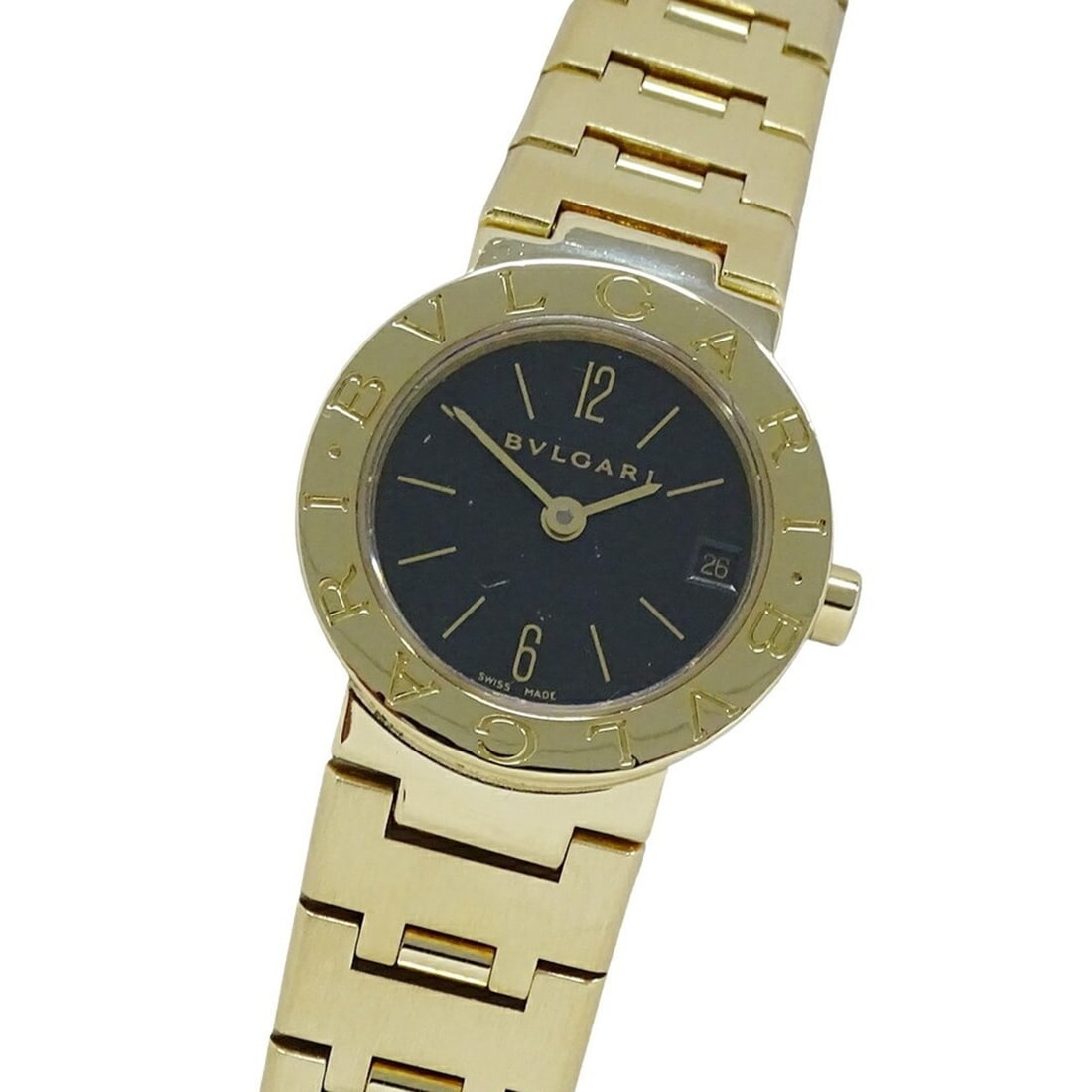 BVLGARI Women's Watch Date Quartz 750YG Solid Gold BB23GG Black Round Polished: --- Catalog ---Category: SizeWrist Size: 14.5cm / 5.7''Case Diameter: 23mm / 0.91''Category: DesignType: WristwatchGender: WomenColor (Dial): BlackMaterial (Band): Yellow gold (18K)Material (Case): Ye