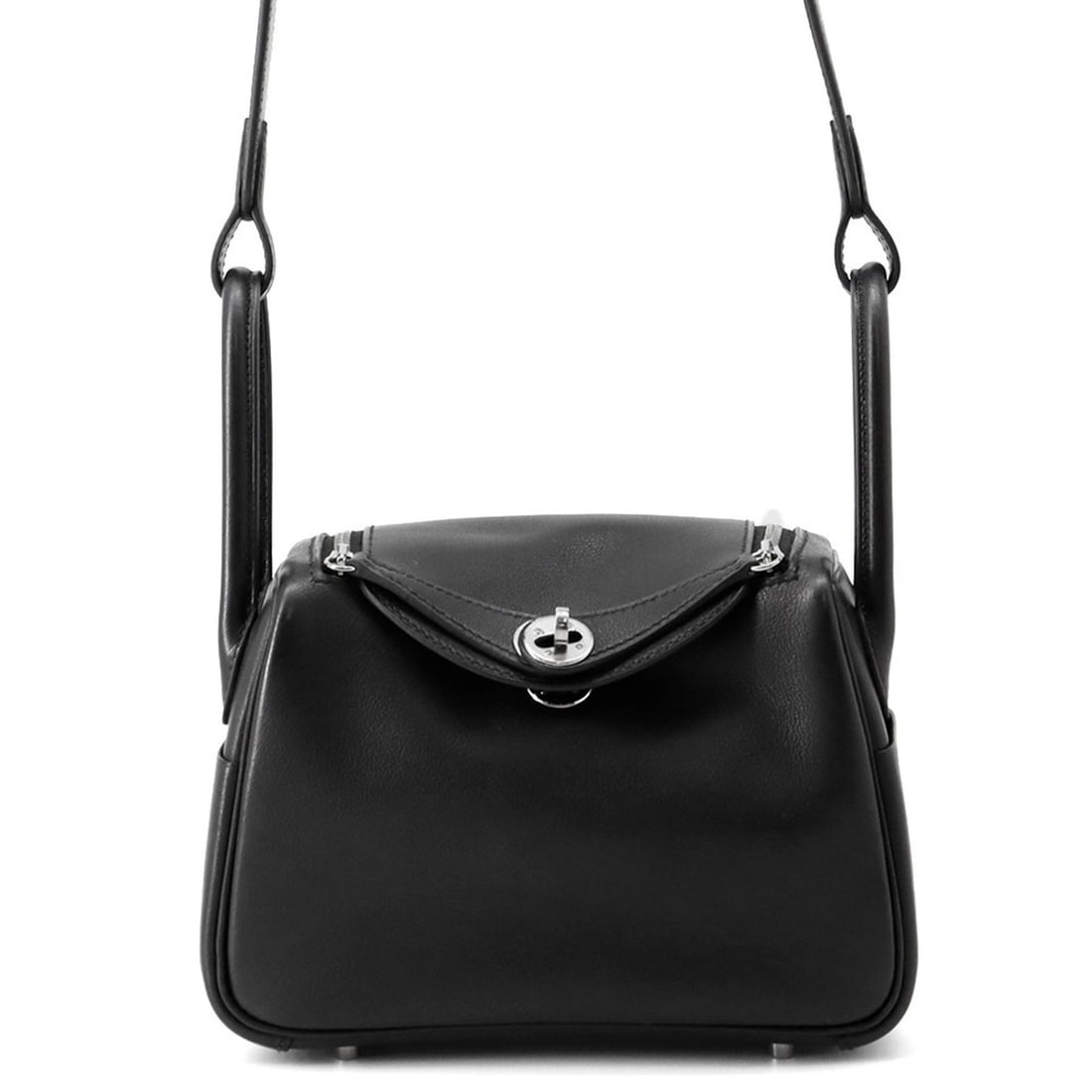 Hermes Lindy Mini Black Volupt K Stamp 2-way Shoulder Bag Handbag Women's HERMES: --- Catalog ---Category: SizeSize (HxWxD): 12cm x 19cm x 9cm / 4.72'' x 7.48'' x 3.54''Category: DesignType: HandbagColor: BlackGender: WomenCategory: GeneralBrand: HermesCountry of Origin: France---