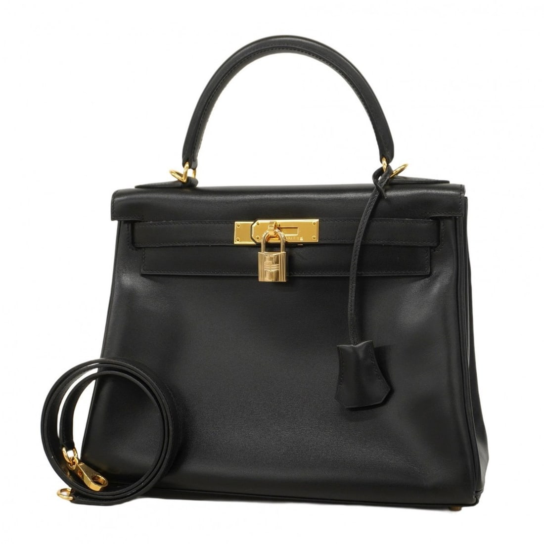 Hermes handbag Kelly 28 box calf black F stamp ladies: --- Catalog ---Category: SizeSize (HxWxD): 22cm x 28cm x 11.5cm / 8.66'' x 11.02'' x 4.52''Category: DesignType: HandbagColor: BlackGender: WomenMaterial: Box calf leather Hardware Color:
