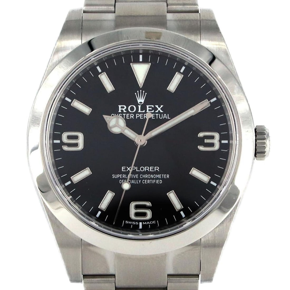 Rolex Explorer I 214270 SS Wristwatch Automatic Random Number: --- Catalog ---Category: SizeWrist Size: 19.5cm / 7.67''Case Diameter: 39mm / 1.54''Category: DesignType: WristwatchGender: MenColor (Dial): BlackMaterial (Band): Stainless steelMaterial (Case):