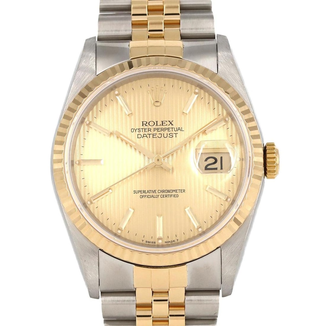 Rolex Datejust 16233 SSxYG Automatic Watch, X-Serial: --- Catalog ---Category: SizeWrist Size: 19.5cm / 7.67''Case Diameter: 36mm / 1.42''Category: DesignType: WristwatchGender: MenColor (Dial): GoldMaterial (Band): Stainless steel, Yellow goldMaterial